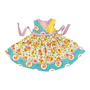Jelly the Pug Girls Dress Size 6 – Patchwork Floral Print Tie-Back Sundress